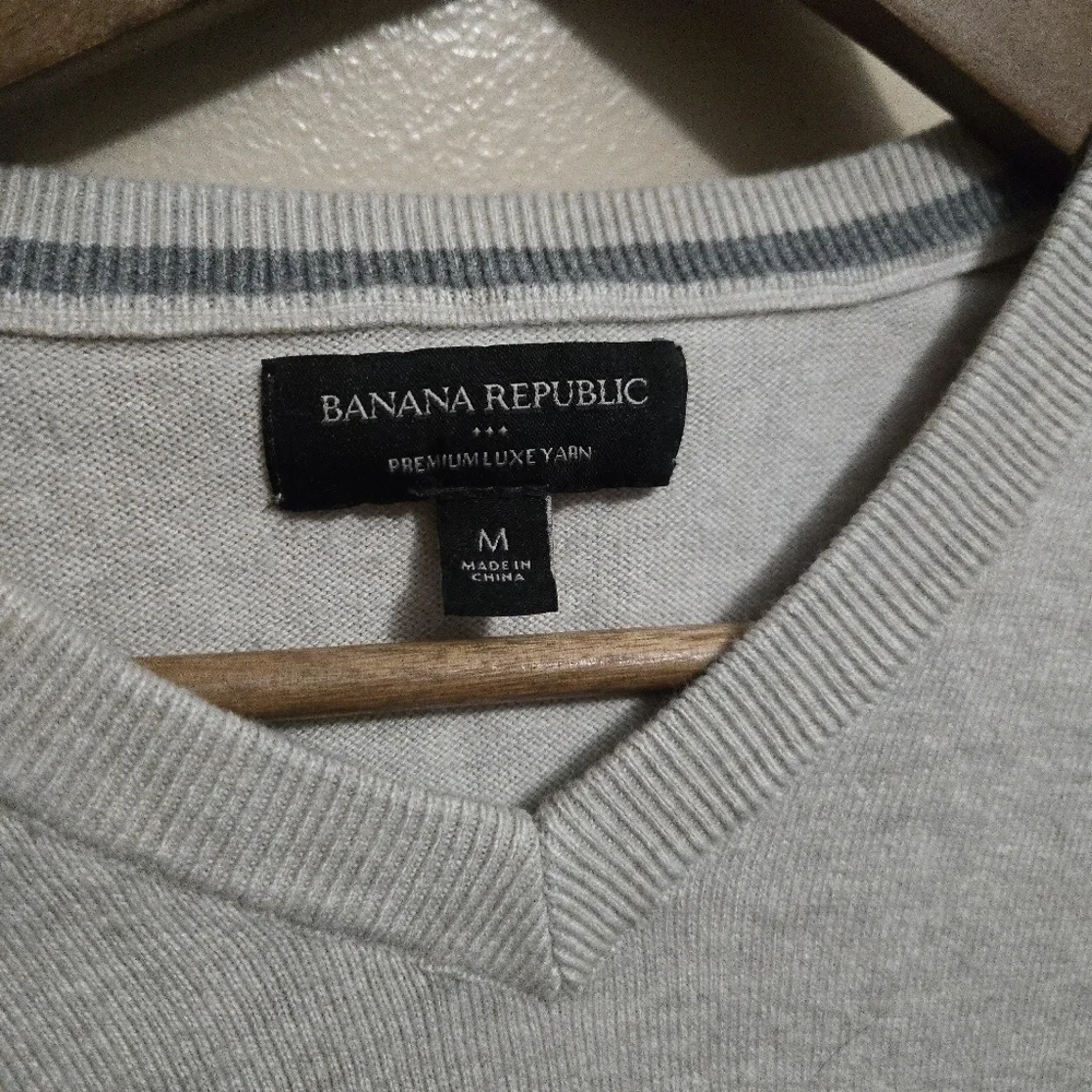 Banana Republic Men's Premium Luxe Yarn V-Neck Sweaters Bundle of 2